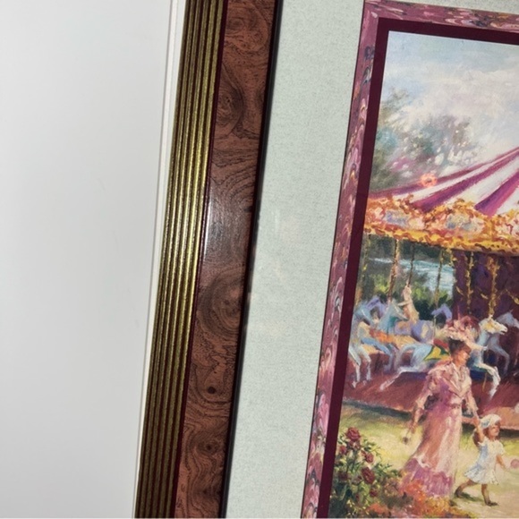 RARE Vintage framed Victorian carousel in the park print - Picture 6 of 15